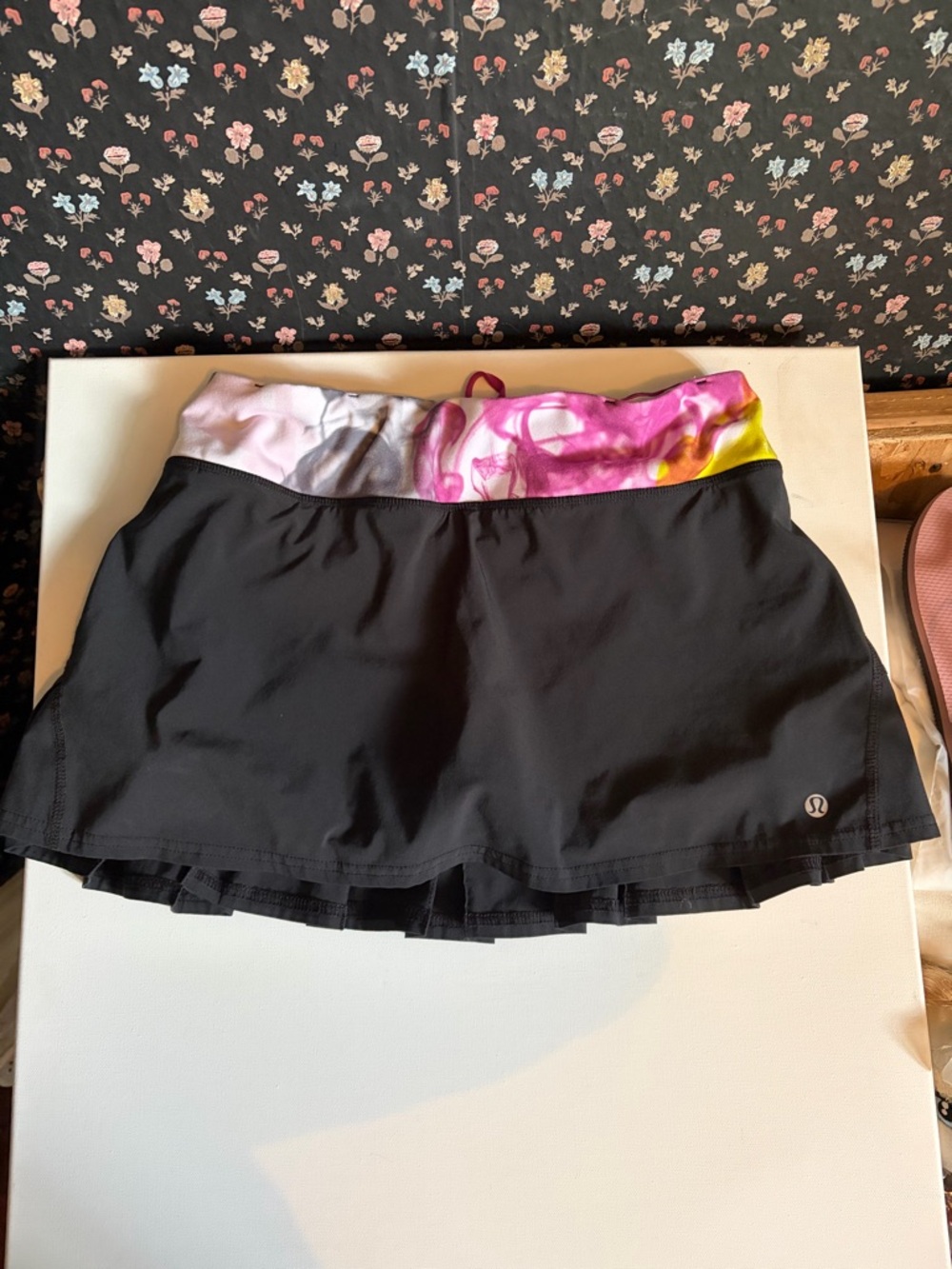 lululemon Black Skirt with Pink and Yellow Tie-Dye Waistband